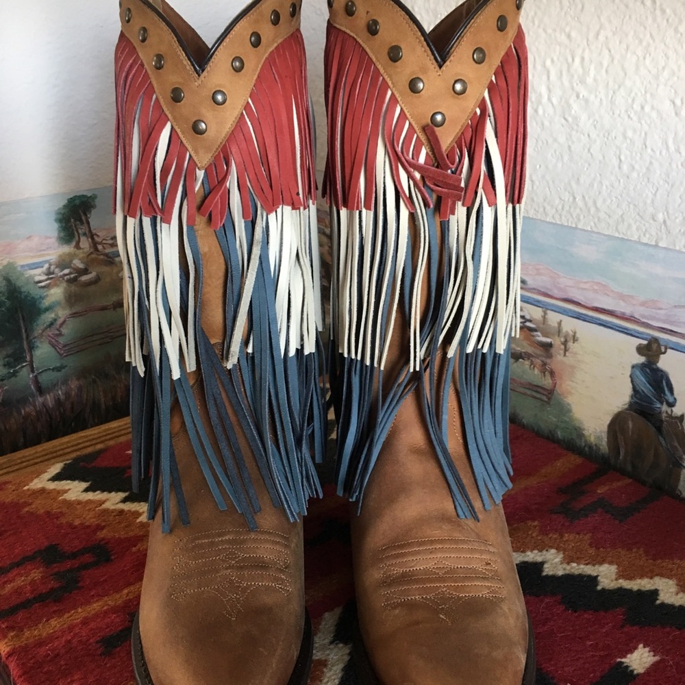 Red, White& Blue Fringe Cowboy Boots